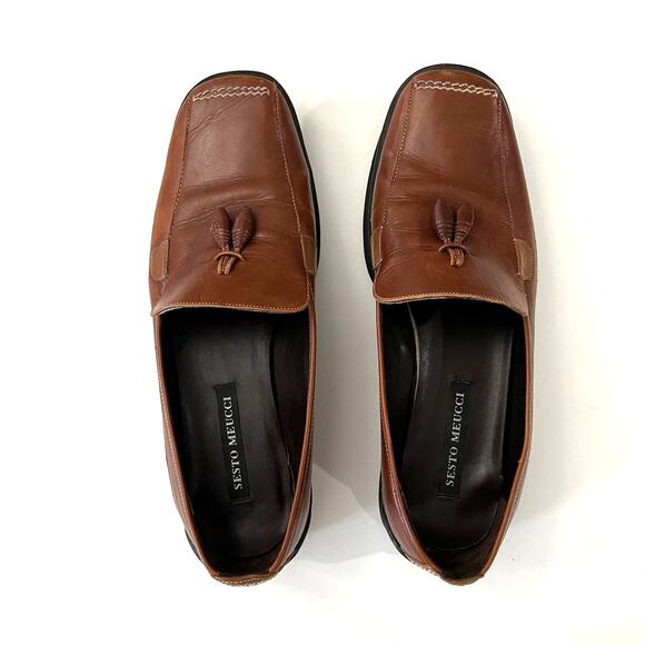 Sesto Meucci Leather Tassel Loafer Size 7M - Picture 2 of 10